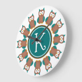 Wise Brown Blue Owl Bird Bedroom Initiaal Grote Klok (Hoek)