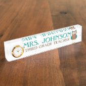 Wise Brown Owl Bird Teacher Educator Naambordje (Zijkant)