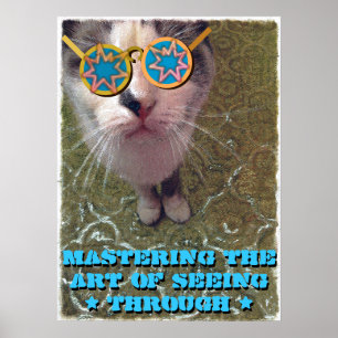 Wise Cat met grappige bril Poster