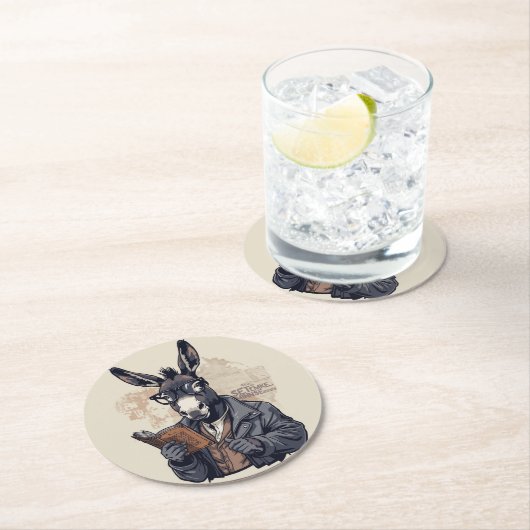 Wise Donkey — Coaster Set Ronde Kartonnen Onderzetter (Insitu)