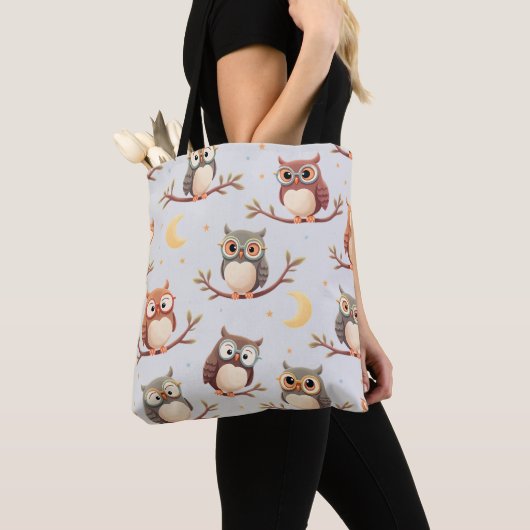 Wise & grillige uil de hele Canvas tas (Dichtbij)