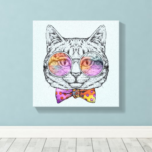 Wise Kat Kat Canvas Afdruk (Insitu (Houten vloer))