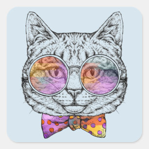 Wise Kat Kat Vierkante Sticker