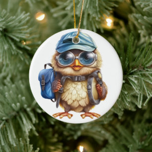 Wise Little Traveler - Kind Uil met rugzak Keramisch Ornament