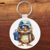 Wise Little Traveler - Kind Uil met rugzak Sleutelhanger (Voorkant)