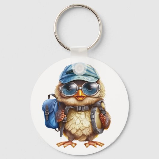 Wise Little Traveler - Kind Uil met rugzak Sleutelhanger (Achterkant)