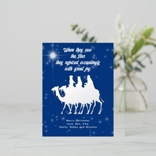 Wise Mannen Scripting kerststerren Briefkaart Foli (Staand Voorkant)