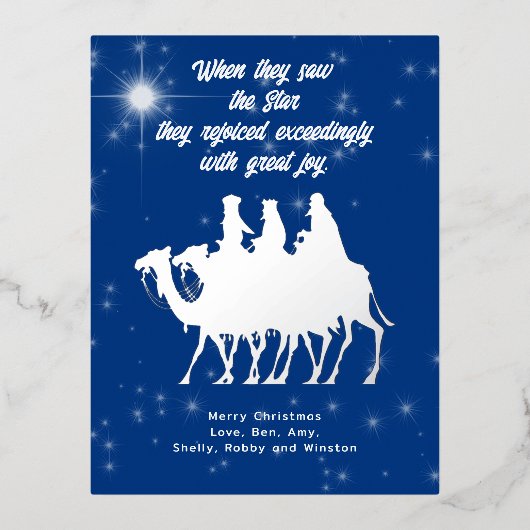 Wise Mannen Scripting kerststerren Briefkaart Foli (Voorkant)