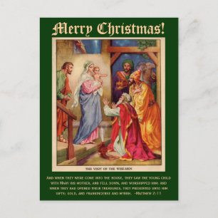 Wise Men Christmas Card with Bible Verse Feestdagenkaart