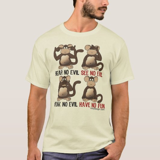 Wise Monkeys Humor T-shirt (Voorkant)
