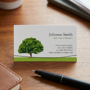 Wise Oak Tree Symbol - Professional Tree Service Visitekaartje