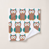 Wise Old Brown Owl Hoot Bird Animal Print Bad Handdoek (Wasdoekje)