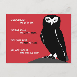Wise Old Owl Briefkaart in Red