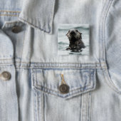 Wise Otter Vierkante Button 5,1 Cm (In situ)