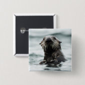 Wise Otter Vierkante Button 5,1 Cm (Voorkant /achterkant)