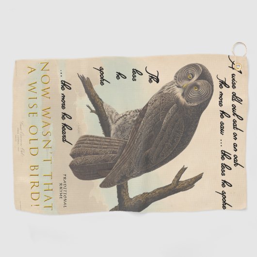 Wise oude uil golfhanddoek (Horizontaal)