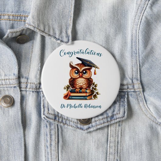 Wise Owl Afstuderen gefeliciteerd Ronde Button 4,0 Cm (In situ)