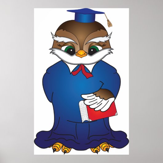 Wise Owl Afstuderen Schattigee Scholar Bird Poster (Voorkant)