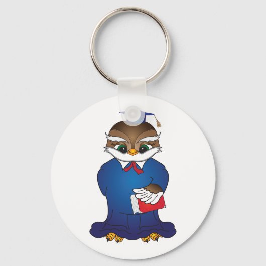 Wise Owl Afstuderen Schattigee Scholar Bird Sleutelhanger (Voorkant)
