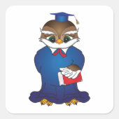 Wise Owl Afstuderen Schattigee Scholar Bird Vierkante Sticker (Voorkant)