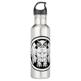 wise_owl_elegant_hand_draw_geometric_Water Bottle Waterfles