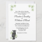 Wise Owl Green Flowers Wedding Invitation Kaart (Voorkant)