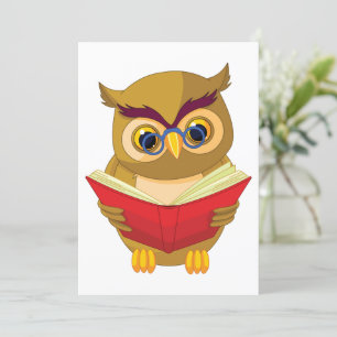 Wise Owl Lire Un Livre Invitation