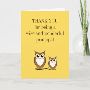 Wise owl principal bedankt kaart