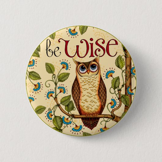 Wise Owl- Round Button Pin (Voorkant)