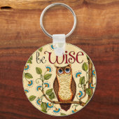 Wise Owl- Round Sleutelhanger (Voorkant)