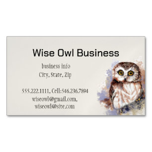 Wise Owl Waterverf Bird Logo Custom Business Car Magnetisch Visitekaartje