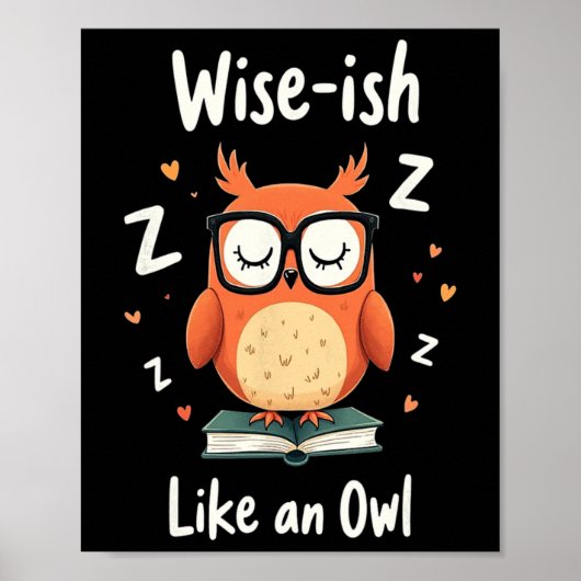 Wise Owl With Gles Funny Nerdy Back To School Grap Poster (Voorkant)