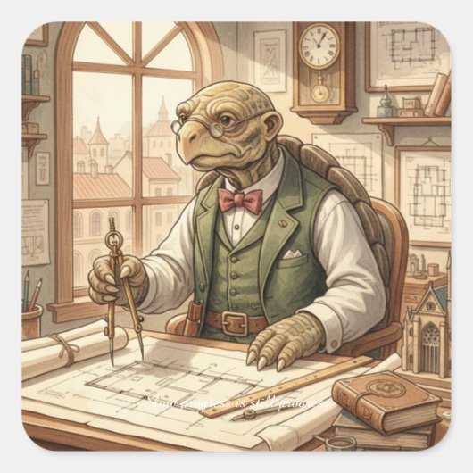Wise Turtle Architect Watercolor Sticker (Devant)