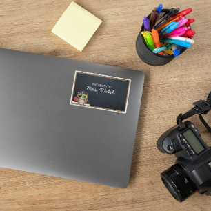 Wise Uil Chalkboard Gepersonaliseerde Leraar Stick Rechthoekige Sticker