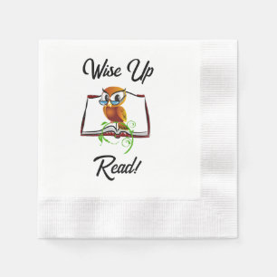 Wise Up and Read Book Uil Grappige Kinder Cartoon Servet
