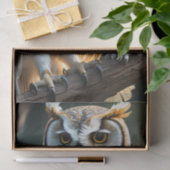 Wise white owl with baby sitting on a branch tissuepapier (Geschenk)