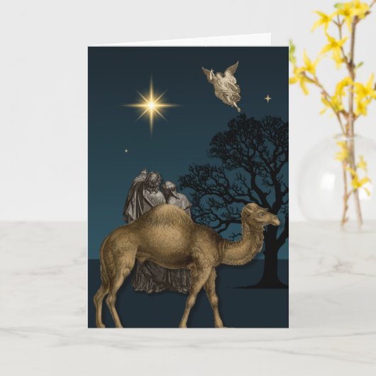 Wisemen and the Star of Bethlehem Greeting Card Kaart (Gele Bloem)
