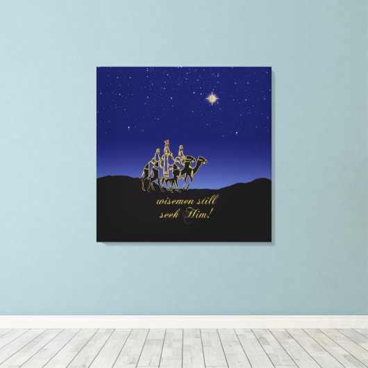 Wisemen zoekt hem nog steeds met kerst canvas afdruk (Insitu (Houten vloer))