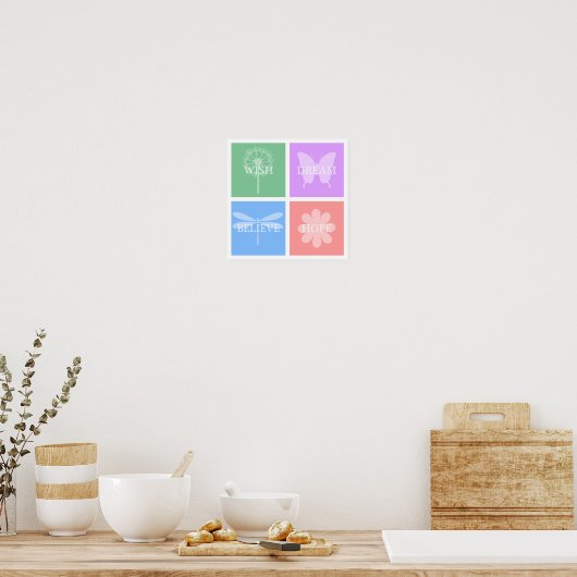 Wish, Dream, Hope, Believe Pastel Patchwork Poster (Keuken)