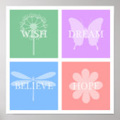 Wish, Dream, Hope, Believe Pastel Patchwork Poster (Voorkant)