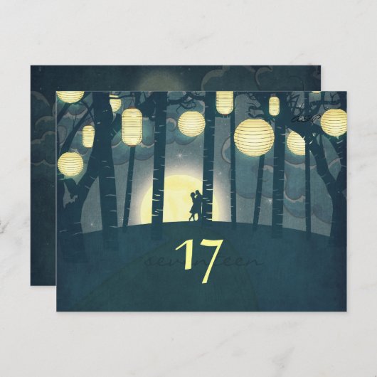 Wish Lanterns Dream Forest - Carte Numéro de table (Devant / Derrière)