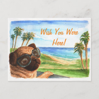 Wish you were here pug briefkaart