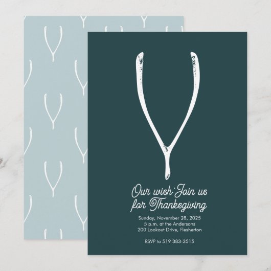 Wishbone Thanksgiving Invitation (Devant / Derrière)