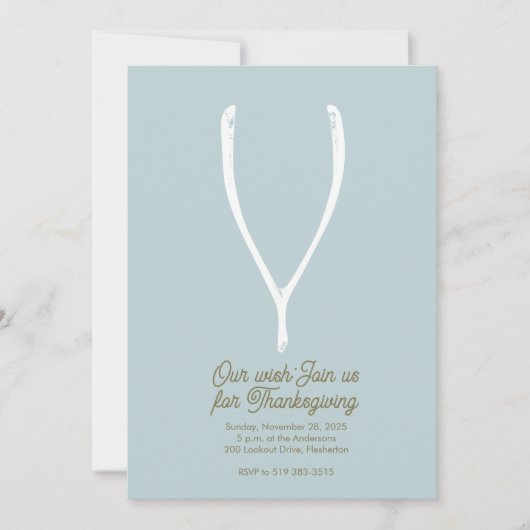 Wishbone Thanksgiving Invitation (Devant)