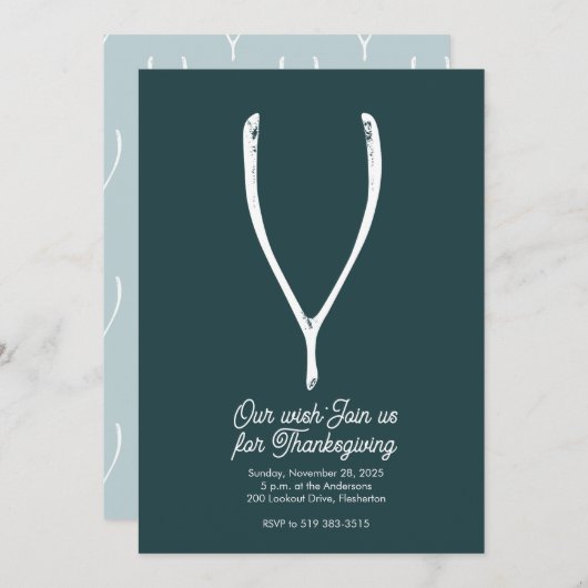 Wishbone Thanksgiving Invitation Kaart (Voorkant / Achterkant)