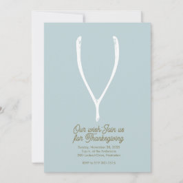 Wishbone Thanksgiving Invitation Kaart