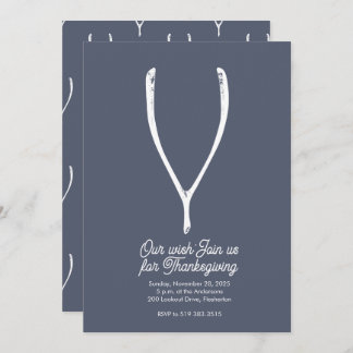 Wishbone Thanksgiving Invitation Kaart
