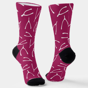 Wishing Botten Wishbone Pattern Roze Wit Sokken