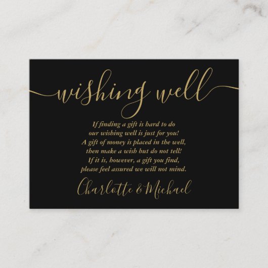 Wishing Good Black and Gold Script Weddenschap Informatiekaartje (Voorkant)