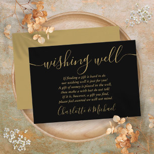 Wishing Good Black and Gold Script Weddenschap Informatiekaartje